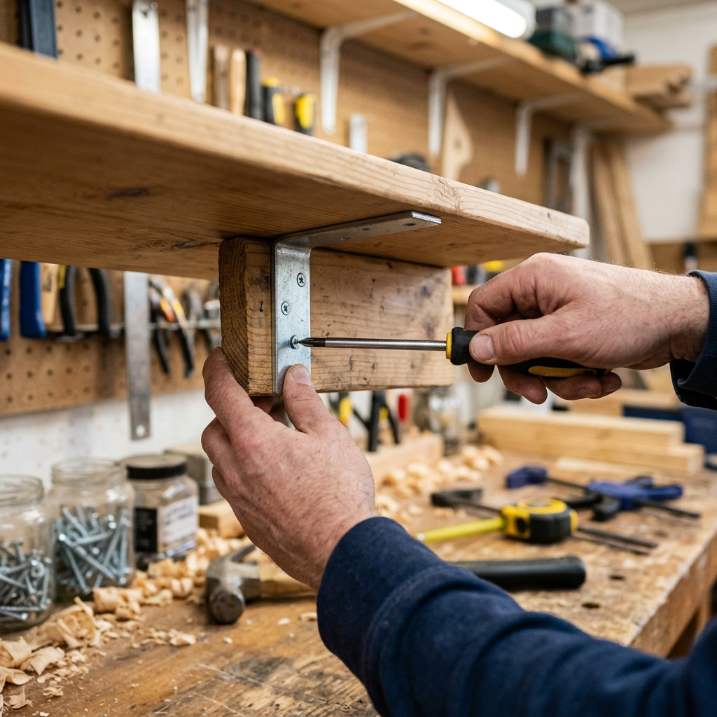 Reinforcing a wooden shelf bracket