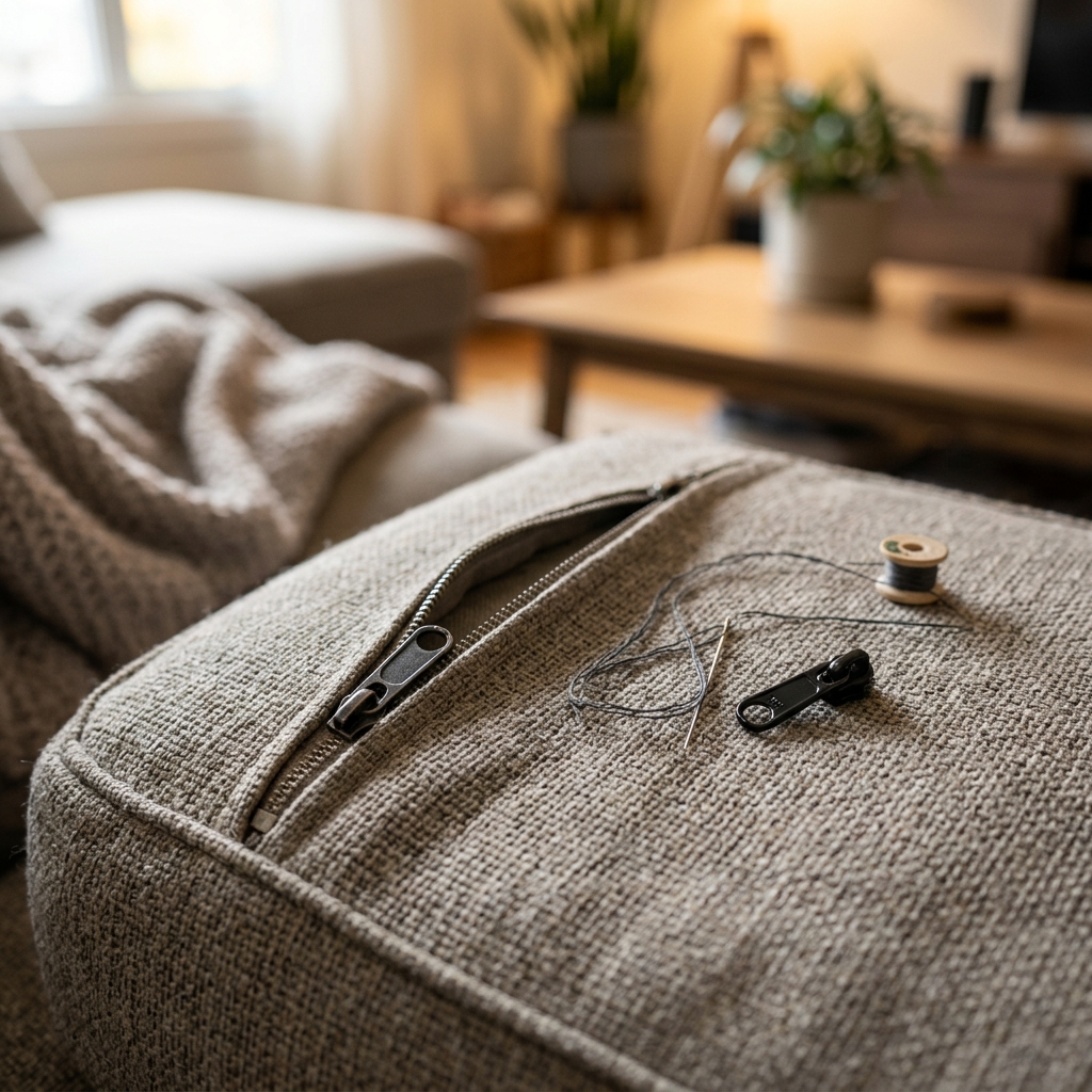 Fixing couch cushion zipper