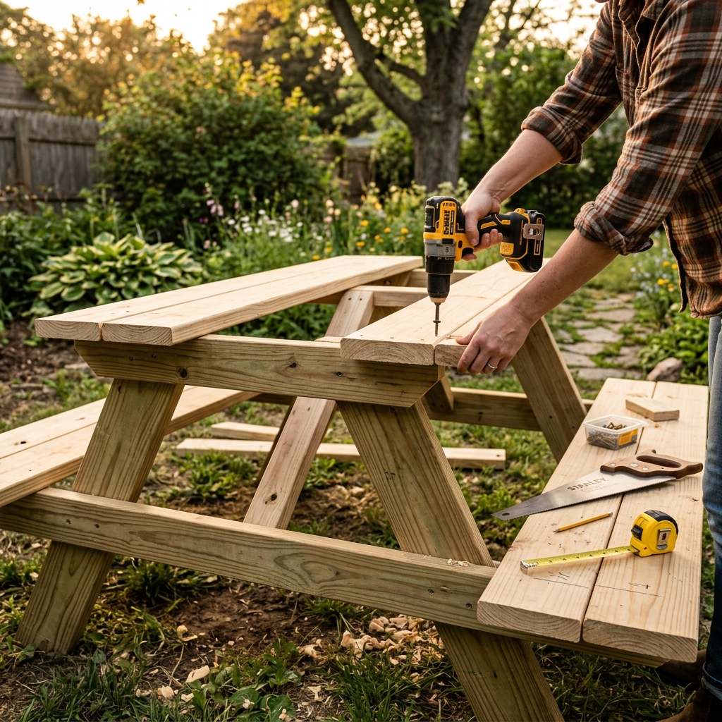 Building a picnic table